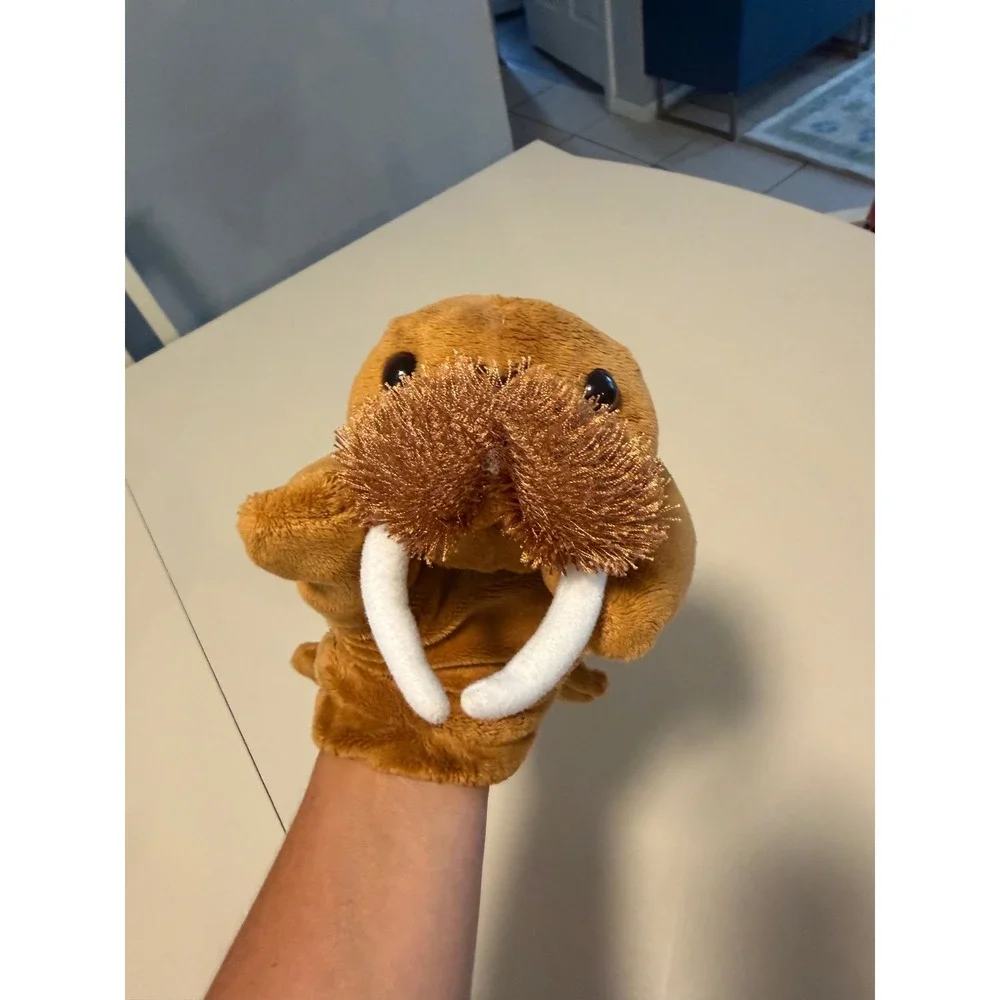 Caltoy Walrus Hand Puppet Brown Plush Stuffed Animal Toy 11 Inch Mustache Tusks